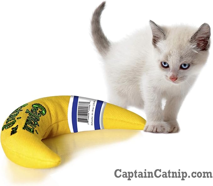 Captain Catnip Cat Banana Toy, Kitten Interactive Toy, Fun Playing Cat Toy, Filled with Organic Catnip for Indoor Cats (2)