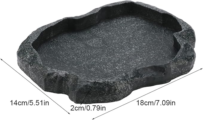 AYNEFY Reptile Food Water Rock Bowls,Resin Reptile Feeder Lizard Feeding Dish Amphibian Feeder Bowl Terrarium Decor for Bearded Dragons Leopard Gecko Frog Snake(Emerald