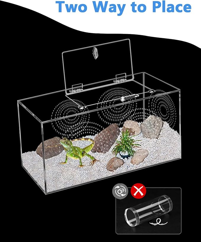 Jumping Spider Enclosure - 11.7x6x6 Inch Large Acrylic Terrarium for Tarantulas - Reptile Tank With Front Opening Door - Habitat Accessories