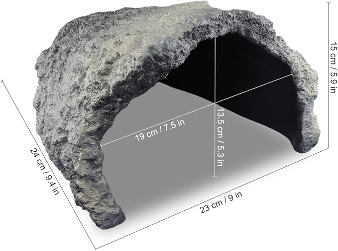Reptile Rock Cave Habitat Hide – Premium Non-Toxic Decorative Resin for Aquariums & Terrariums. Ideal for Amphibians, Lizards, Snakes, Bearded Dragons, Geckos, Scorpions, Frogs, Spiders...Large Size