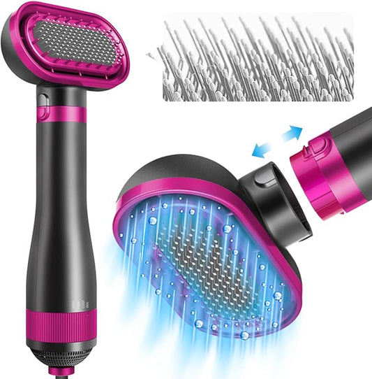Dog Hair Dryer | 2 in 1 Pet Grooming Hair Dryer Blower with Replaceable Slicker Brush | Adjustable Temperature | Professional Pet Blowing Dryer | for Small and Medium Dogs and Cats