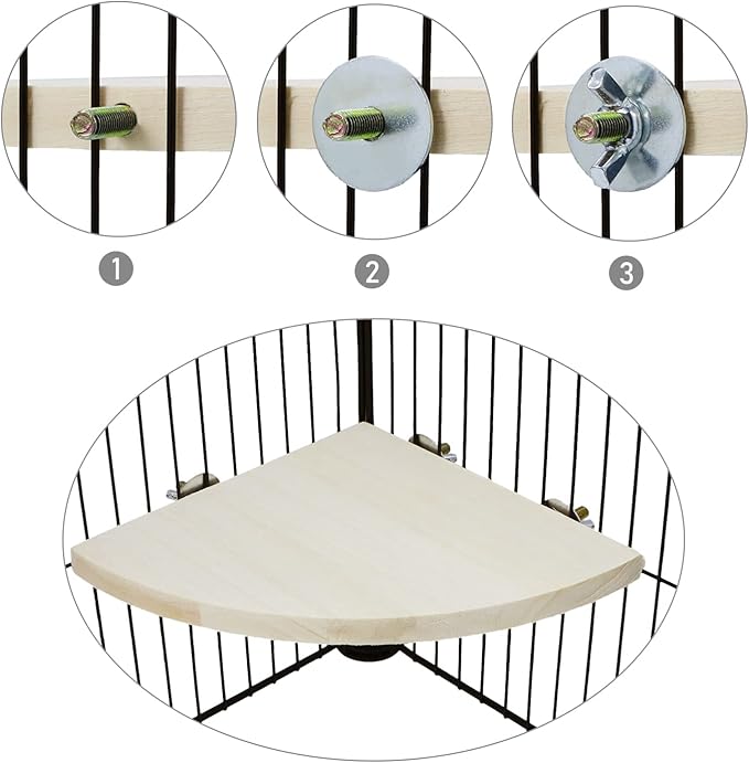 Wontee Bird Perch Stand 2 Pack Wooden Platform Corner Ledge for Budgies Cockatiels Conures African Greys Rats Gerbils Chinchillas Squirrels (XL (9.4"x9.4")