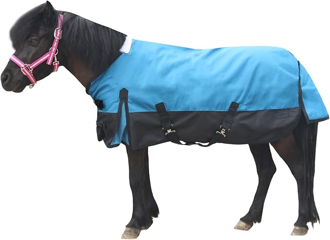 Mini Horse/Pony/Foal/Miniature Size 36"-51" Lightweight Waterproof & Breathable 1200 Denier Turnout Blanket with No Filling Peacockblue 48"