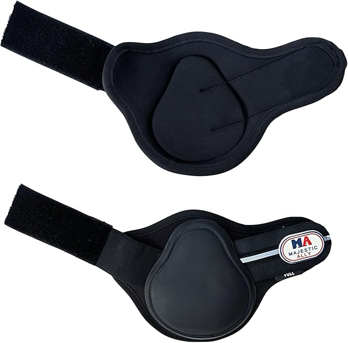 Majestic Ally Horse Leg Protection Fetlock and Tendon Boots Set, PU Shell, Neoprene Lining, Hook and Loop Closures, Multiple Colors and Sizes