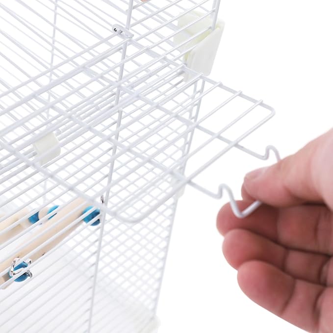 25" Flat Roof Top Bird Cage, 2 Tier Medium Metal Parrot Cage with Accessories Include Cross Bar Climbing Ladder Dual Door Parakeet Cage for Various Bird Species (24.8" H)