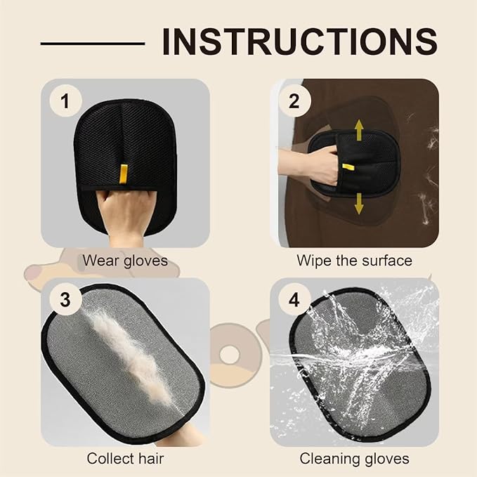 Pet Hair Removal Glove for Cats & Dogs, New Upgraded Electrostatic Pet Hair Gloves, Reusable Pet Hair Remover Tool for Clothing, Couch, Carpet, Car Seat