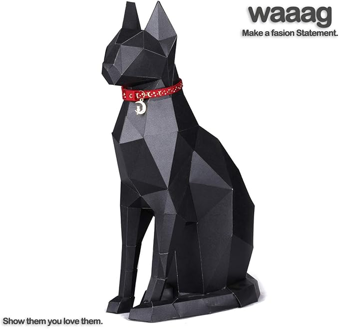 WAAAG Cat Collars, Gold Moons and Stars Cat Collar, Safety Breakaway Cat Collar, Glow in The Dark (Standard 9"-15" Neck, Scarlet)
