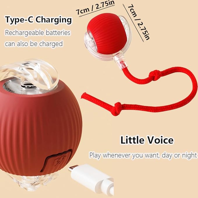 Interactive Cat Toys for Indoor Cats, Agility Move Cat Balls,Motion Activated Cat Balls, Cat Toys for Bored Indoor Cats（Red）