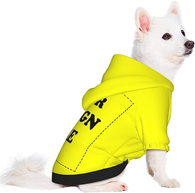 Personalized Chihuahua Dog Hoodie, Custom Pet Warm Sweatshirt Costume with Name Number Photo, Customize ID Clothes for Pupppy Kitten Dogs Cats, Yellow, XL
