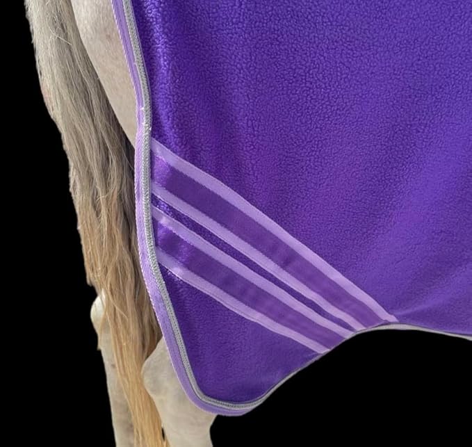 Majestic Ally Anti Pill Fleece Horse Blanket/Sheet with Silver Braided Rope (Purple, 78)