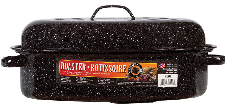 Granite Ware Porcelain Enamel Covered Roaster 10 lb Black 319796, Pack of 2