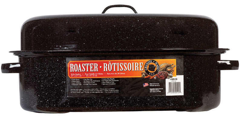 Granite Ware Porcelain Enamel Covered Roaster 20 lb Black 319807, Pack of 4