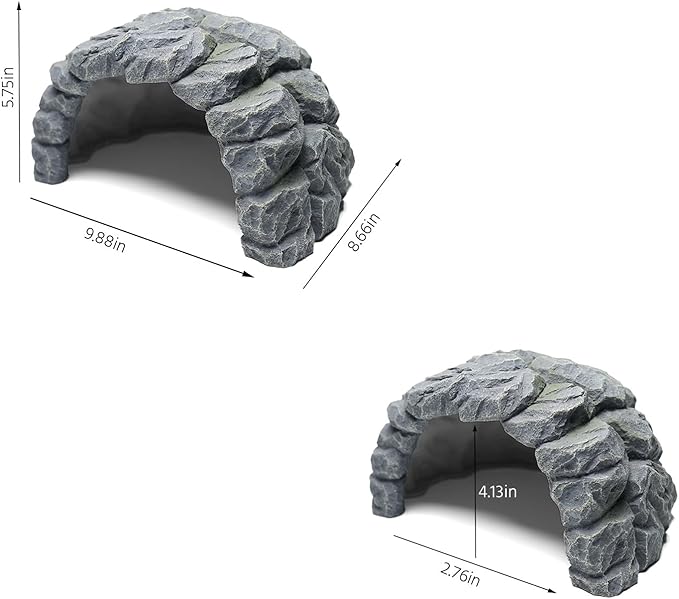 Resin Reptile Hideout Cave,Natural Habitat Decor for Bearded Dragon, Leopard Gecko, Lizards & Turtles,Terrarium Tank Accessories