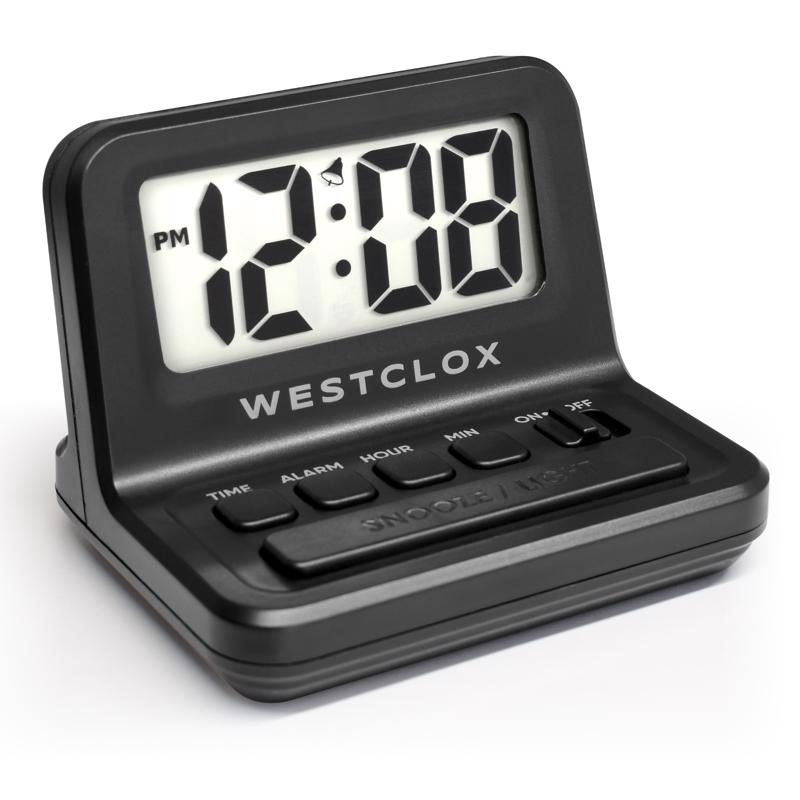 Westclox 0.8 in. Black Travel Alarm Clock Digital 47538A