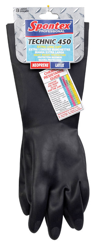 Spontex Technic 450 Latex/Neoprene Cleaning Gloves L Black 33555 1 pk