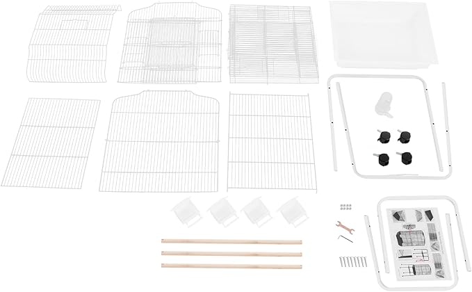 Freestanding Bird Cage Large Bird Cage with 4 Feeding Bowls & Waterer & 4 Universal Wheels & 2*Brake & Storage Rack & Slide-Out Tray & Mesh Panel Budgie Aviary for Balconies, in Homes, Shop（White）