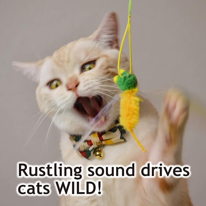 NECOICHI Crinkly Critters Bouncy Bee Adjustable Cat Wand No.1 Selling Cat Toy in Japan