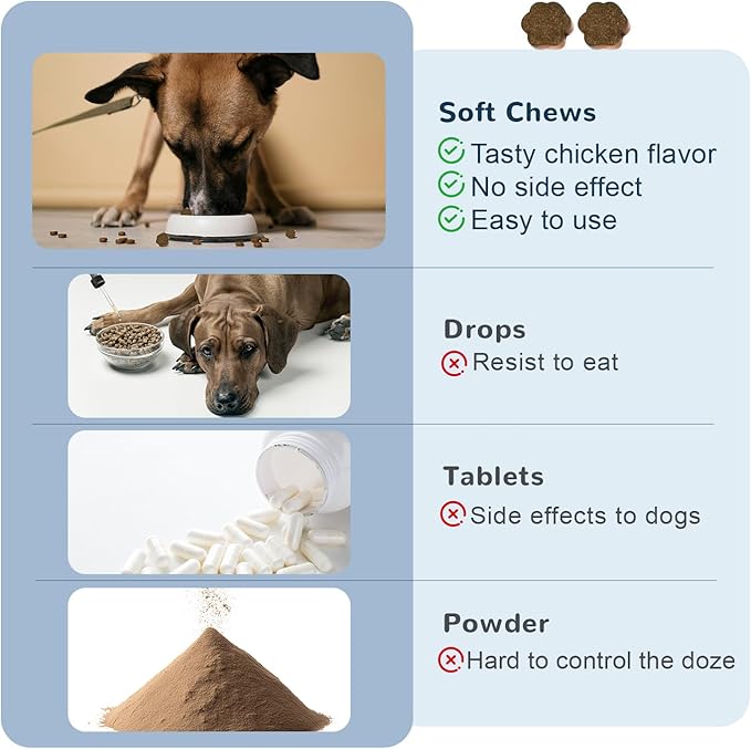Calming Chews for Dogs, Dog Calming Chews to Help Reduce Stress, Dog Anxiety Relief Soft Chews for Fireworks, Storms, Thunder, Barking, Separation, 200 Count