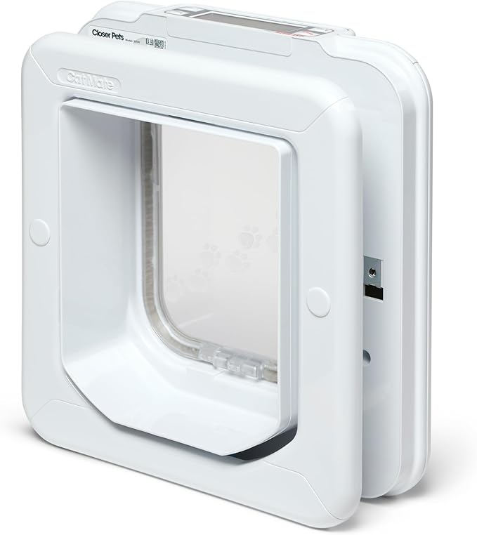 Cat Mate Elite I.D Disc Cat Flap with Timer Control (305) - Compatible with Pet Mate I.D Discs, for Small to Average Sized Cats, for Glass, UPVC, Walls and Wood, White