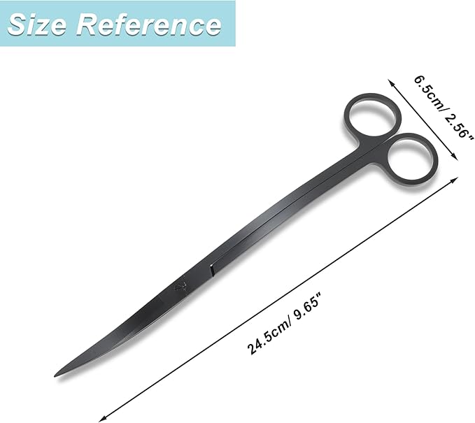 Stainless Steel Aquarium Scissors, Wave Design, Professional Aquaplant Maintenance Tool, Black, 1 Pcs