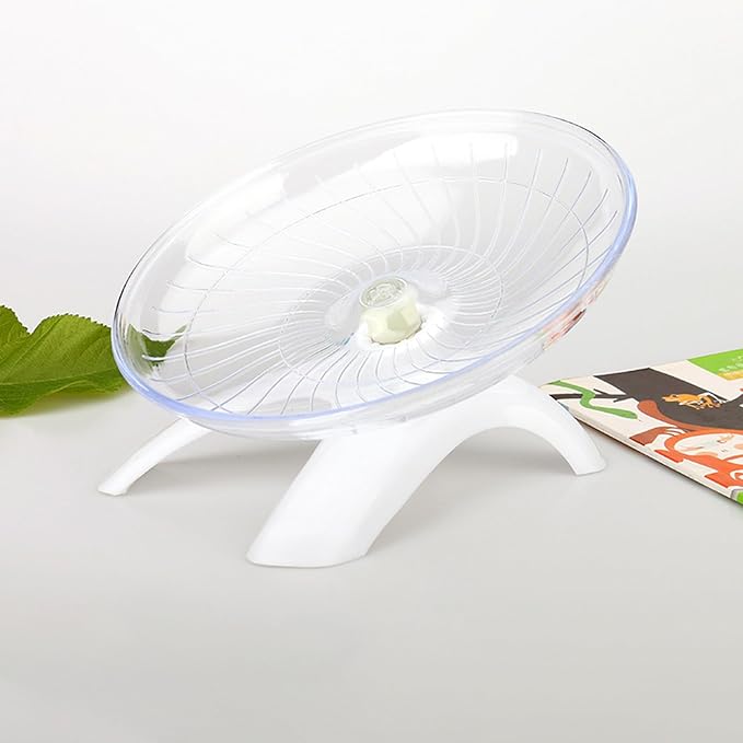 Hamster Flying Saucer Silent Running Wheel, 12 Inch, Suitable for Guinea Pigs, Hamsters, Hedgehogs and Other Small Animals to Ensure Safe Exercise (White)