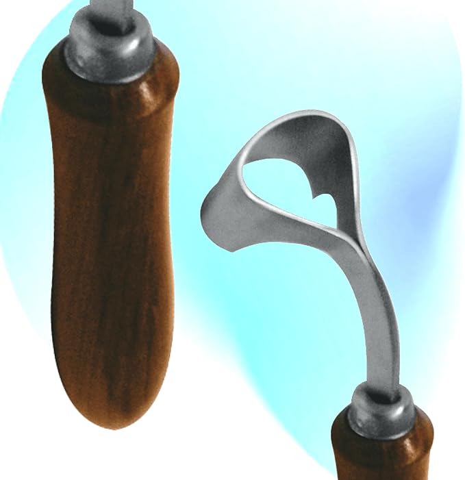 7 Inch Swiss Hoof Knife Double Edged – Stainless Steel Curved Blade Farrier Tool with Round Wooden Grip, Multipurpose Hoof Trimming Knife for Livestock. (Right Hand)