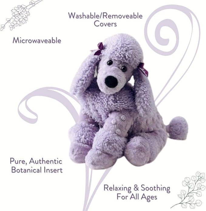 Sonoma Lavender Microwaveable Aromatherapy Stuffed Pillows, Plush Dog, Lavender Scented with Removable Washable Cover (Poodle)