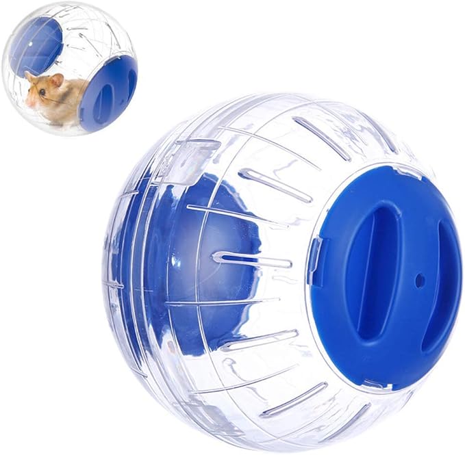 Mini New Cute Dwarf Hamster Running Ball 4.72 Inches Crystal Ball for Hamsters Small Silent Exercise Wheel Cage Accessories for Hamsters Less Than 4 inches 10 cm in Length (Blue)