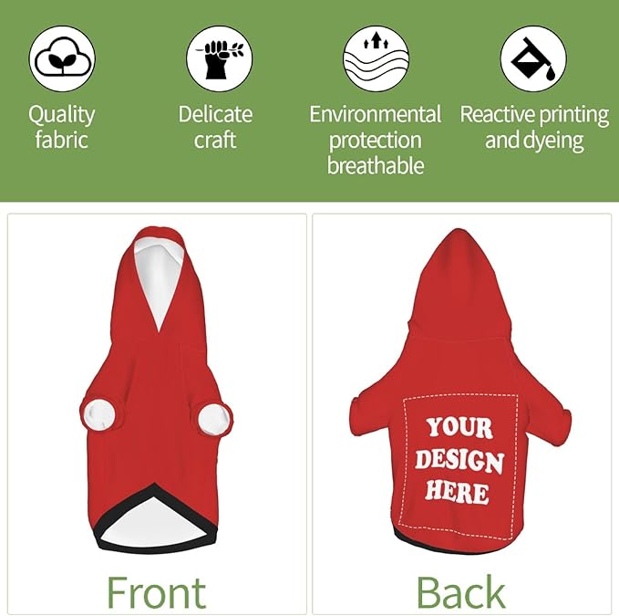 Dog Costume, Custom Dog Hoodie, Dog Name Costume Holiday Pet Pajamas Outfit, Personalized Pet Coat Costumes for Small Medium Large Dogs and Cats for Winter, Red, M
