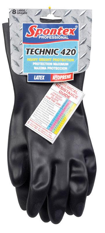 Spontex Technic 420 Latex/Neoprene Cleaning Gloves L Black 33546 1 pk