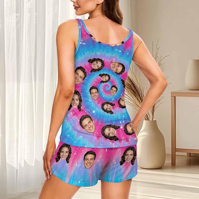 D-Story Personalized Pajamas with 1-8 Faces for Women Men, Custom Christmas Pjs, Pajamas Gifts For Family,Cat Mom,Dog Mom