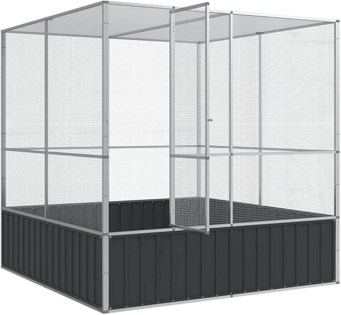 Large Bird Aviary, Outdoor Galvanized Steel Bird Cage, Galvanized Steel Outdoor Bird Aviary, Mesh Fence Bird House for Parrot, Parakeet, Dove, Cockatiel, 83.1"x81.5"x83.5"