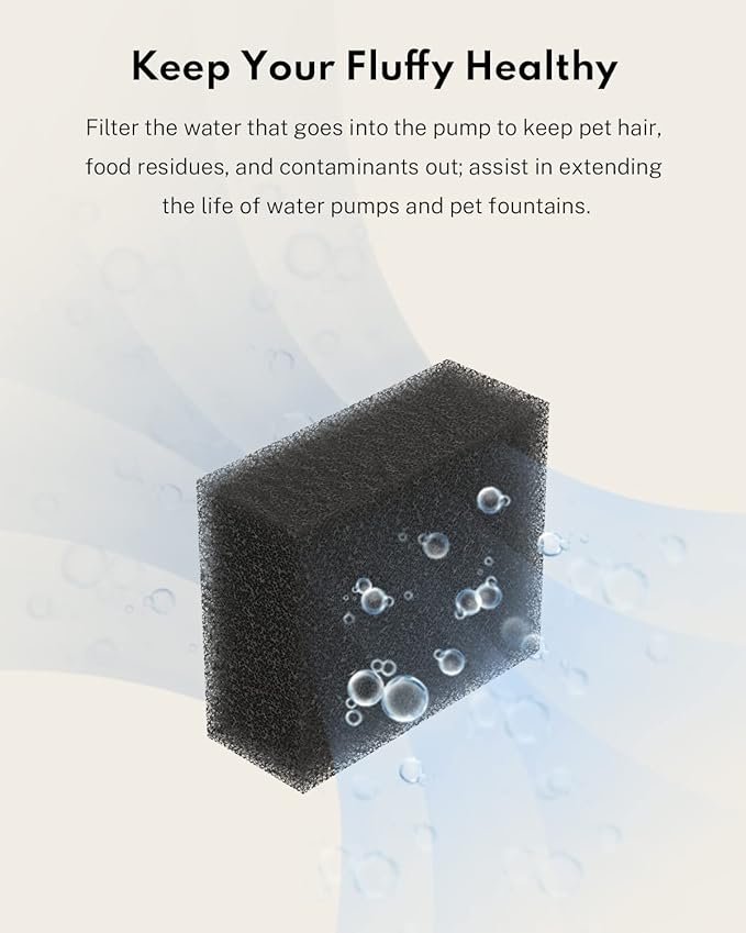 HomeRunPet True Wireless Cat Water Fountain, 95 oz/2L Bundle with 6 Pack Water Pump Filter