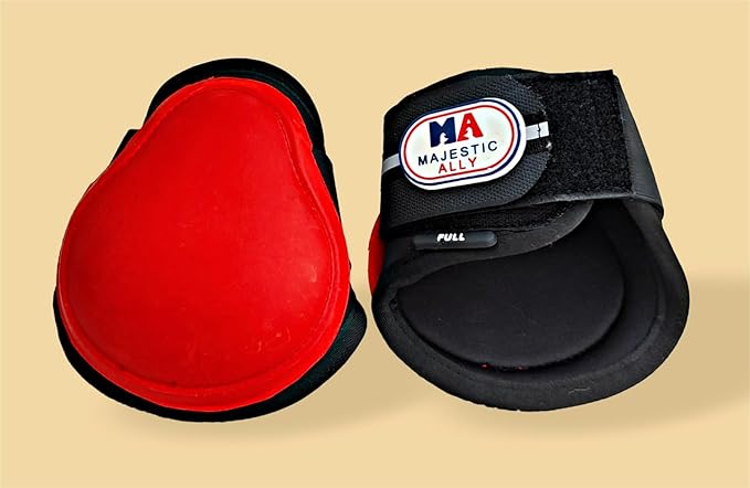 Majestic Ally Horse Leg Protection Fetlock and Tendon Boots Set, PU Shell, Neoprene Lining, Hook and Loop Closures, Multiple Colors and Sizes