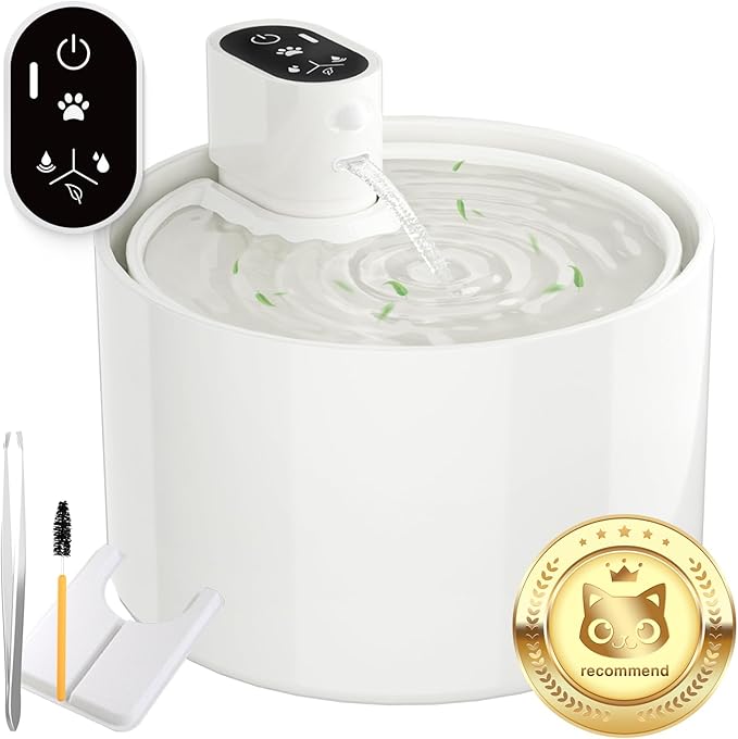 Ceramic Cat Water Fountain,Cat Water Fountain Cordless Automatic with Ultra-Quiet Pump for Cats, Dogs, Multiple Pets