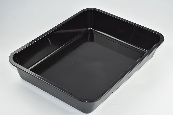 OMEM Reptile Drinking Tray - Large Water Dish Plastics Plate for Turtles, Small Reptiles, Ball Pythons, Lizards, and Snake Cages Bowl (L=35.4 x 5.3 x 26.3cm, Black)