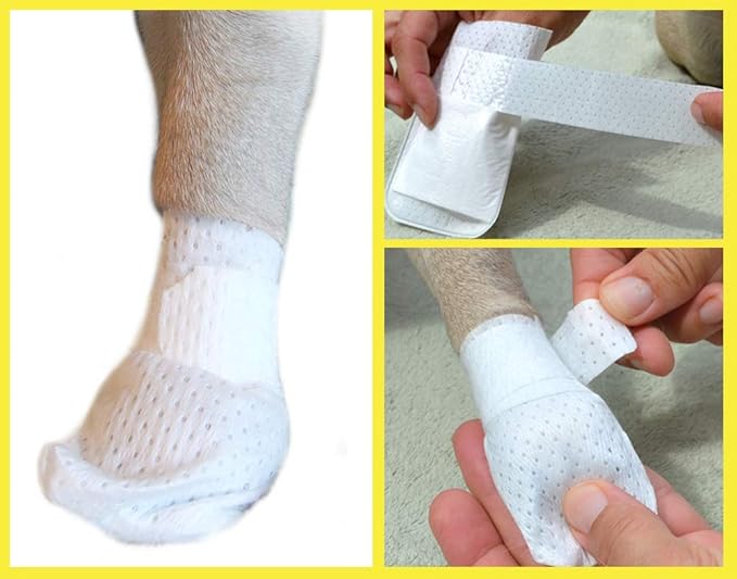 Medimitt Paw Bandages for Dogs, Cats and Pets – Stretchy Medical Booties, First Aid for Paws – Non Slip, Non Adhesive, Breathable, Disposable, Washable, Adjustable Strap, Value Pack (2XS 12-Pack)