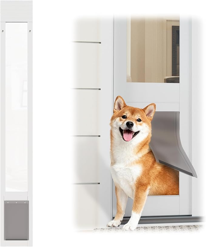 Sliding Glass Pet Door Insert, Up to 35lb for Doggie & Puppies Adjustable 77"-81" Height, Easy Install Aluminum Doggy Door with Lock,Patio Access for Small Pets