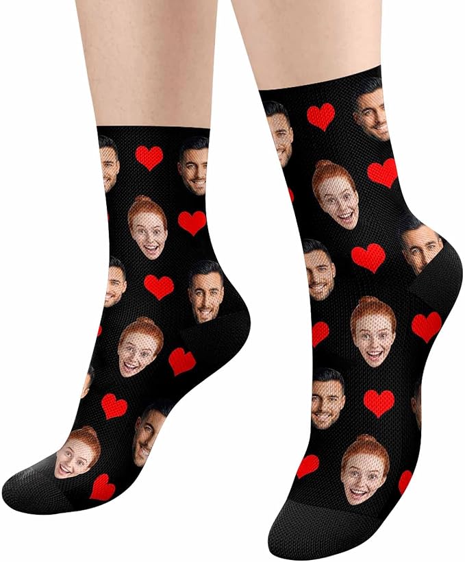 MyPupSocks Custom Personalized Photo Pet Face Socks, Cat and Dog Tracks Paws Bones Crew Socks with Picture for Men Women