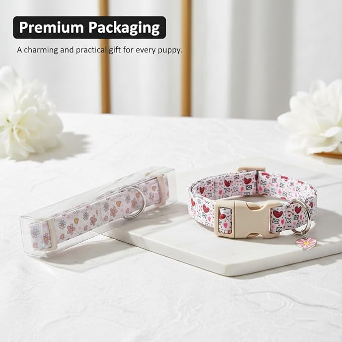 Blue Dog Collar for Large Dogs, Boy Girl Dog Collar with Ice Cream Pattern for Spring Summer, Breathable Adjustable Large Collars for Male Female Dogs, L