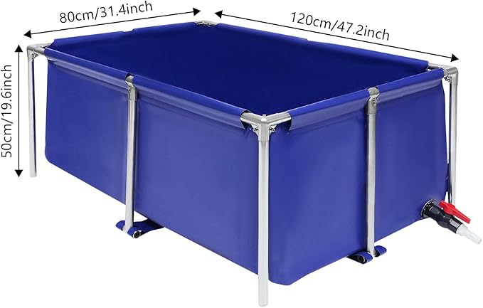 Canvas Fish Pond, Rectangular Aquarium Fish Tank Ornamental Swimming Pool Koi Breeding Pond Foldable Water Storage Reservoir Swimming Pool for Fish, Lobster, Prawns