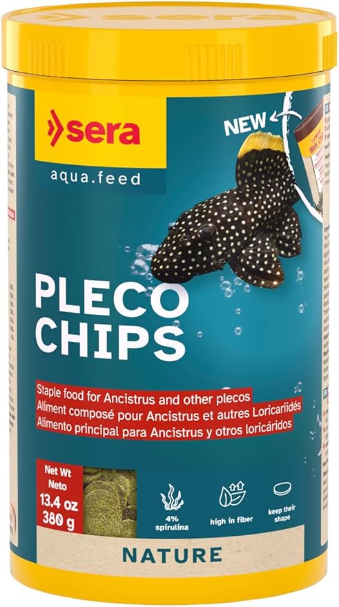 Sera Pleco Chips 13.4 oz./0.84lbs | Premium Fish Food for Ancistrus & Plecos | High Fiber | No Dyes & Preservatives | Supports Digestion & Promotes Healthy Growth | Ideal for Bottom Feeders