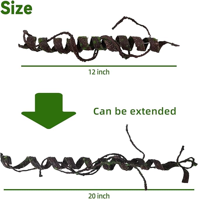 BNOSDM Reptile Jungle Vines with Leaves,Flexible Reptile Climbing Vines Branch,Chameleon Bendable Plants Tank Accessories,Pet Habitat Decor for Bearded Dragon,Snakes,Geckos,Lizards