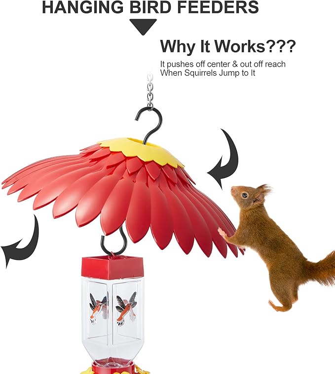 Bird Feeder Rain Cover Red Dome Baffle for Hummingbird Weather Guard Protective Feeders from Rain and Sun Built-in Moat 11inch Dceor Backyard