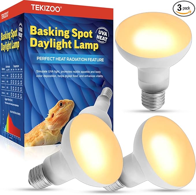 Reptile Heat Lamp UVA Basking Daylight Spot Bulb for Amphibian,Lizard,Tortoise,Bearded Dragon 50W(3 Pack)