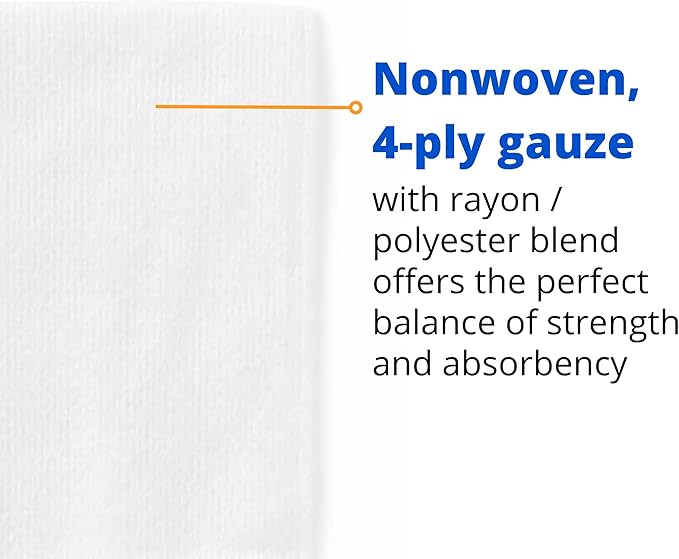 Medline Non-Woven Non-Sterile, Rayon/Poly Gauze Sponge, 4 x 4, 4-Ply (10 Packs of 200)