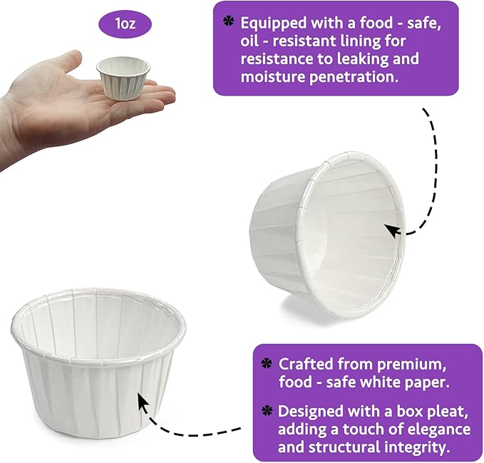 CAMKYDE 2000 pcs Ketchup Cup Small Paper Cups 1 oz, Leak-Proof Food Safe Disposable Condiment Cups Sample Medicine Cup (Pack of 2000)