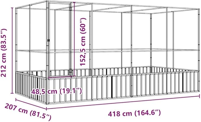 Large Metal Heavy Duty Walk-in Aviary Cage with Extension, Ample Activity Space Bird Cage with Lockable Door Also for Chickens and Rabbits, Silver 164.6"x81.5"x83.5" Steel,-412