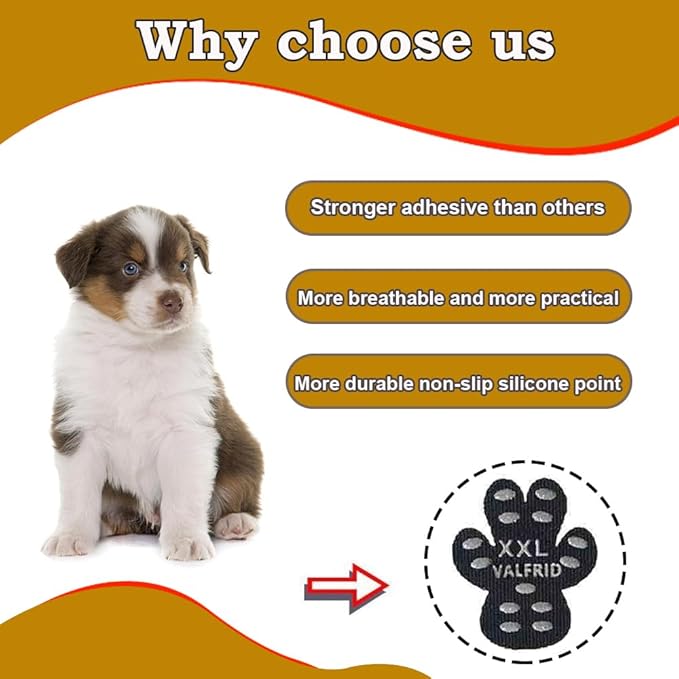 Dog Paw Protector Anti-Slip Grips to Keeps Dogs from Slipping On Hardwood Floors,Disposable Self Adhesive Resistant Dog Shoes Booties Socks Replacement M 24 Pieces