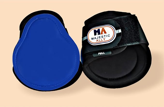 Majestic Ally Horse Leg Protection Fetlock and Tendon Boots Set, PU Shell, Neoprene Lining, Hook and Loop Closures, Multiple Colors and Sizes
